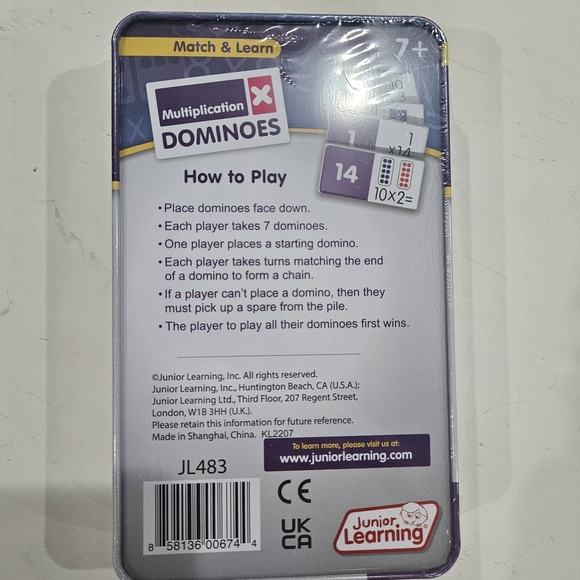 Lakeshore Math Learning Set. Multiplication Dominoes. Dry Erase Sheets. Numbers - Picture 2 of 5